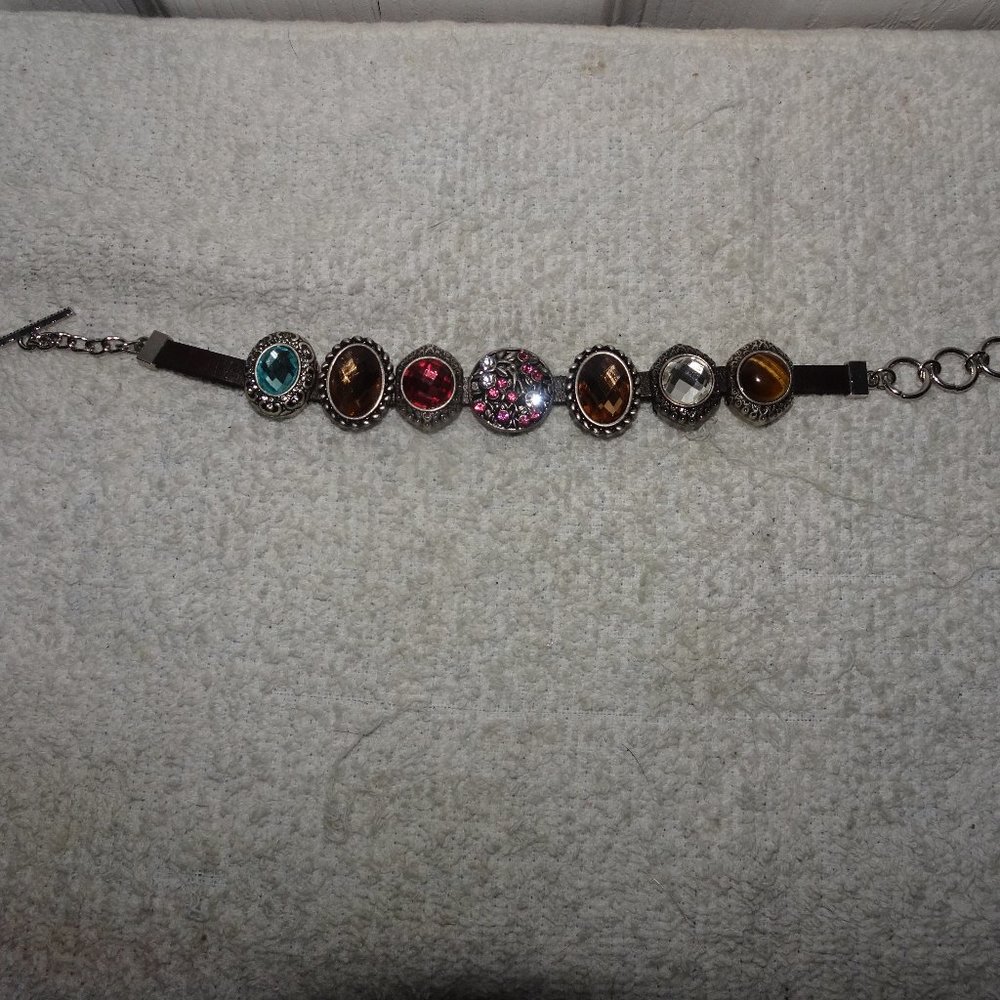 Solid Oak Slider Leather Cord Toggle Bracelet - image 2